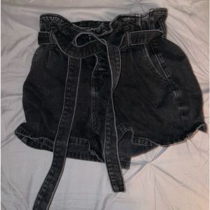 black jean shorts